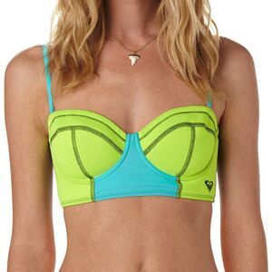 Roxy Neon Tide Bustia Bikini Top Green‎ Black Turquoise Neoprene